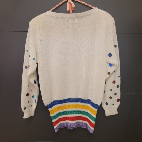 Vintage 80s sweater with multicoloured circles. - Picture 10 of 11